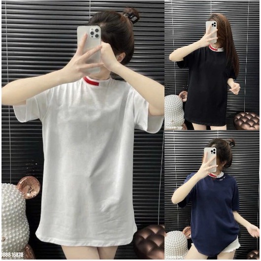 Áo thun cổ bo đỏ in chữ cổ From rộng unisex nam nữ freszie 38-65kg