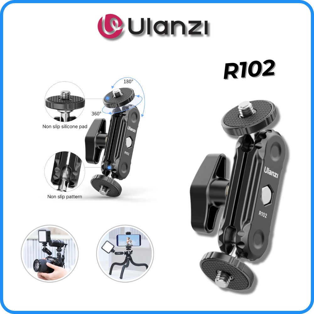 Ballhead Đôi Ulanzi R102 Xoay 360° Ốc Vít 1/4