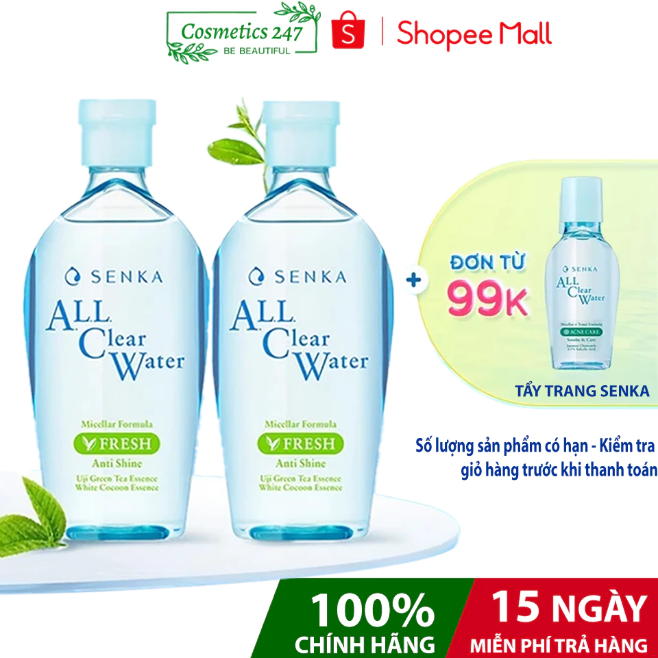 Bộ 2 chai nước tẩy trang Senka All Clear Water Fresh 230ml