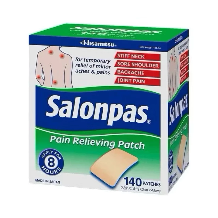Hộp 140 miếng Cao dán giảm đau nhức Salonpas Hiíamitsu hàng Mỹ hiệu quả 8 tiếng