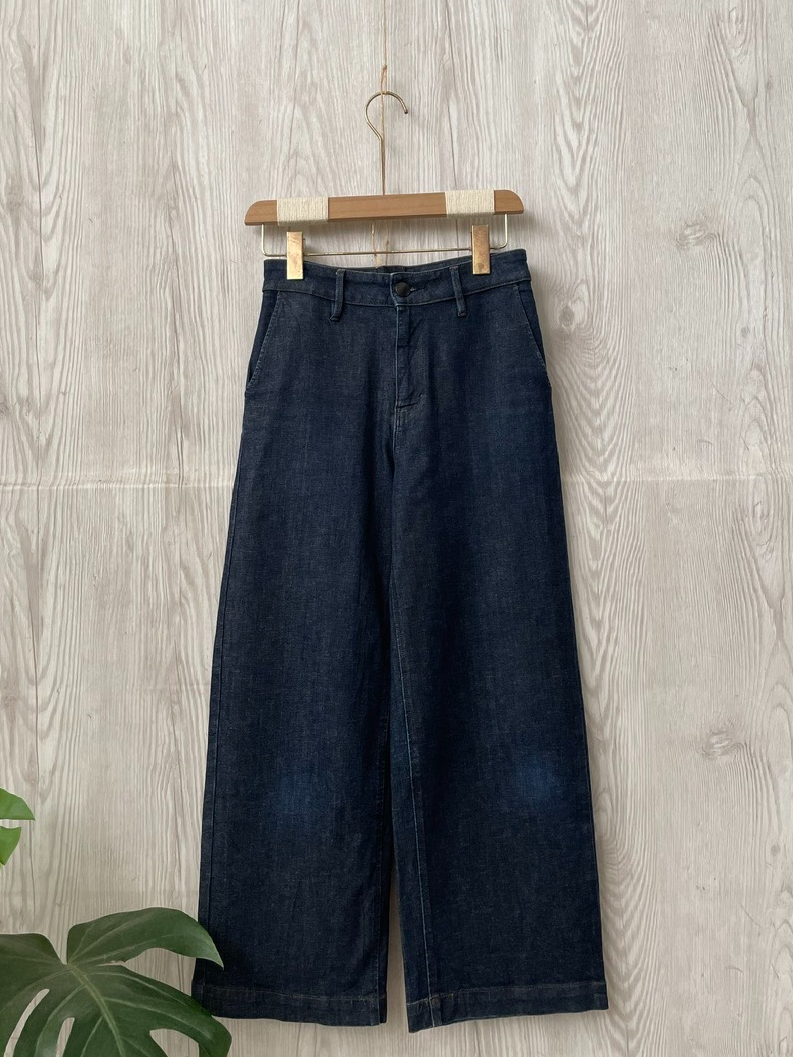 Quần jean 2hand Nhật dáng suông đứng, xanh đậm, size S | Shopee Việt Nam