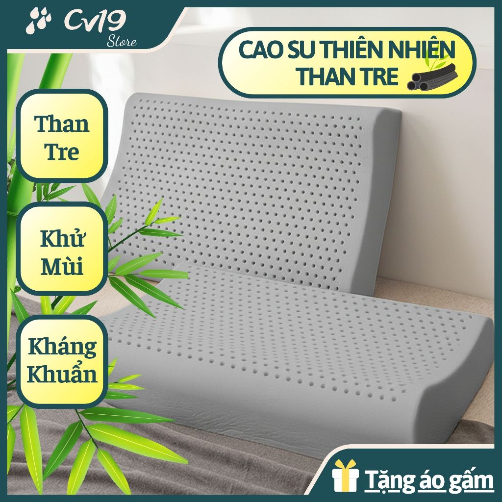 [THAN TRE] Gối cao su thiên nhiên - than tre hoạt tính, khử mùi, kháng khuẩn, giảm đau cổ vai gáy
