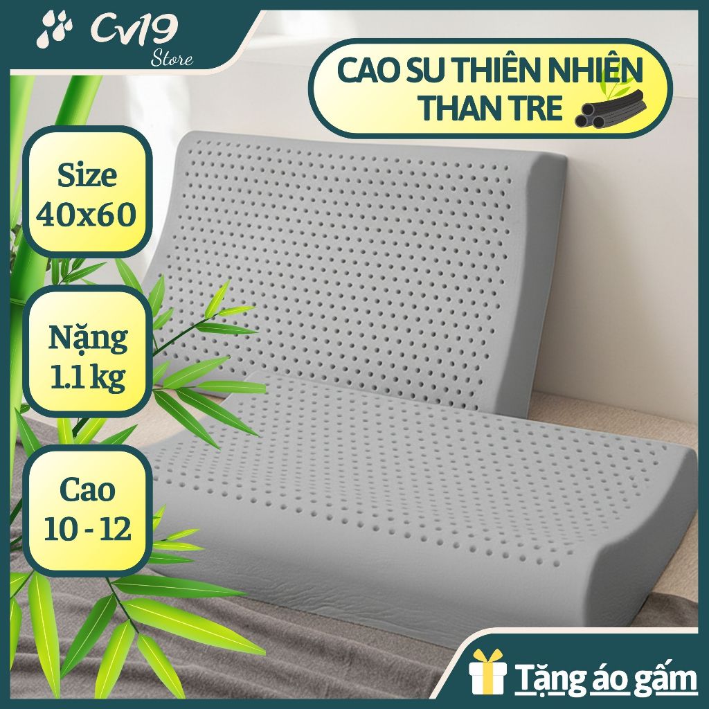 [THAN TRE] Gối cao su thiên nhiên - than tre hoạt tính, khử mùi, kháng khuẩn, giảm đau cổ vai gáy