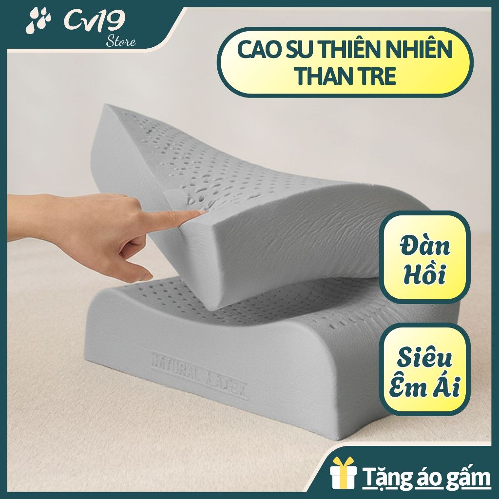 [THAN TRE] Gối cao su thiên nhiên - than tre hoạt tính, khử mùi, kháng khuẩn, giảm đau cổ vai gáy