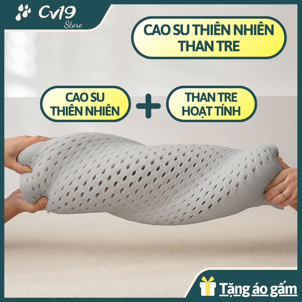[THAN TRE] Gối cao su thiên nhiên - than tre hoạt tính, khử mùi, kháng khuẩn, giảm đau cổ vai gáy