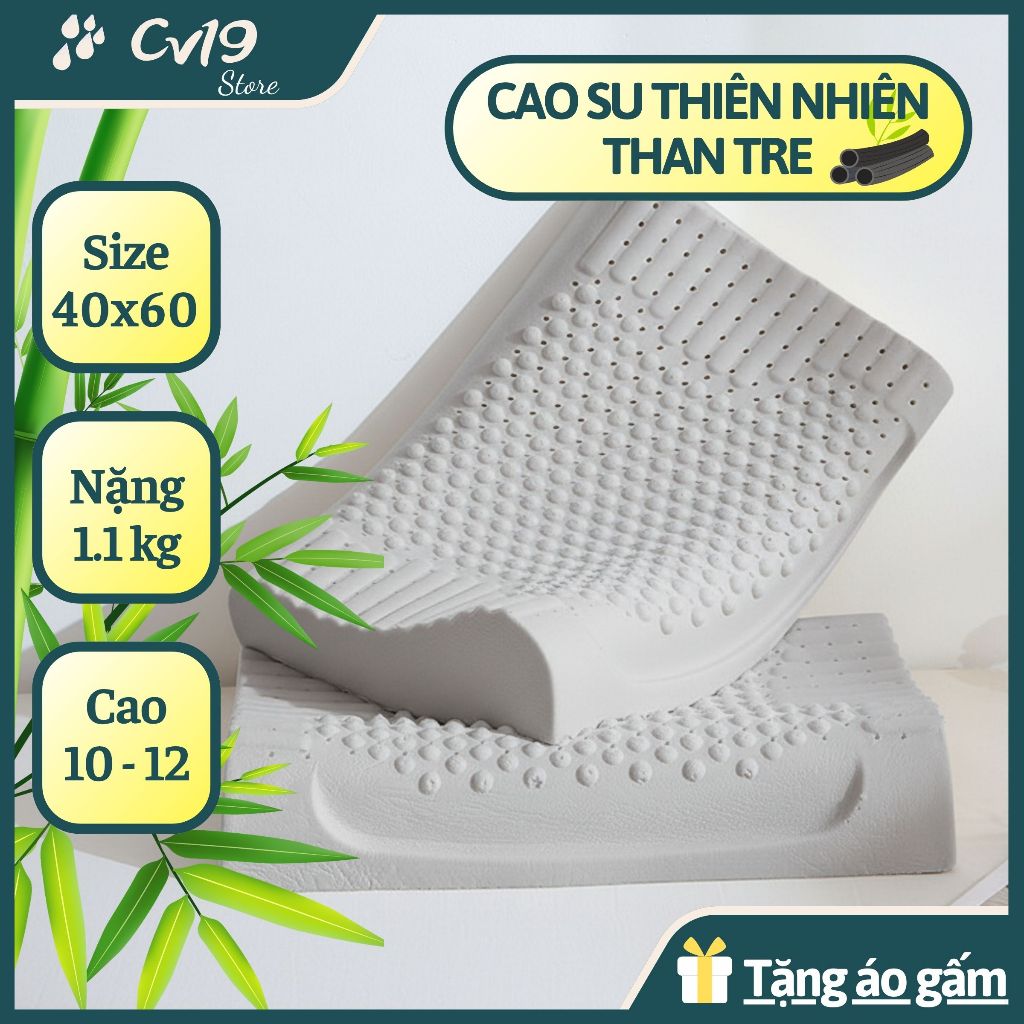 [THAN TRE] Gối Massage cao su thiên nhiên than tre, khử mùi, kháng khuẩn, giảm đau cổ vai gáy