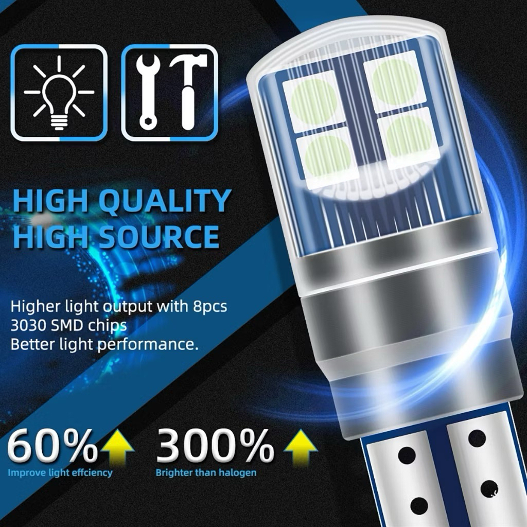 Led T10, cao cấp, 8 chips 3030 sáng cực mạnh