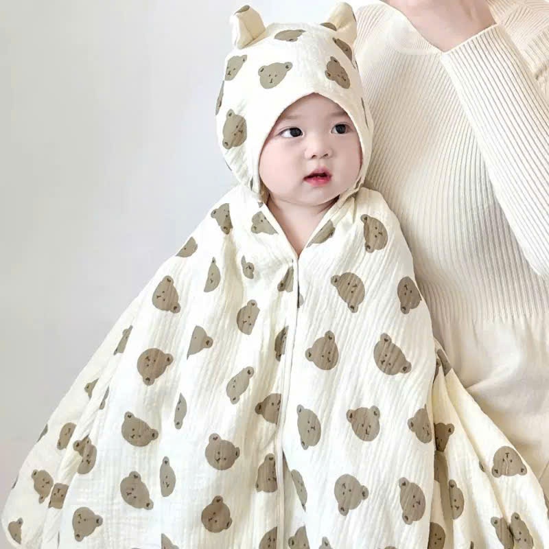 Áo choàng tắm cho bé - khăn choàng xô 4 lớp có mũ trùm cho bé sơ sinh và trẻ nhỏ CaSi