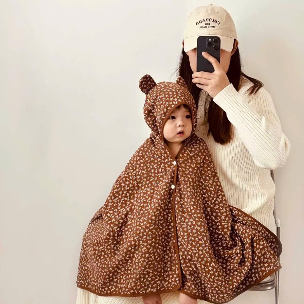Áo choàng tắm cho bé - khăn choàng xô 4 lớp có mũ trùm cho bé sơ sinh và trẻ nhỏ CaSi