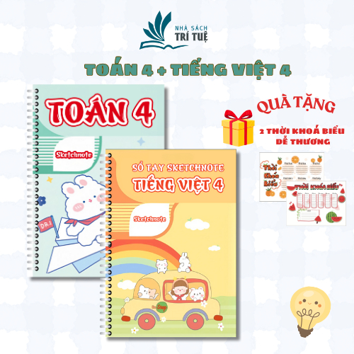[SIÊU ƯU ĐÃI] Combo sổ tay sketchnote Toán 4 và Tiếng Việt 4