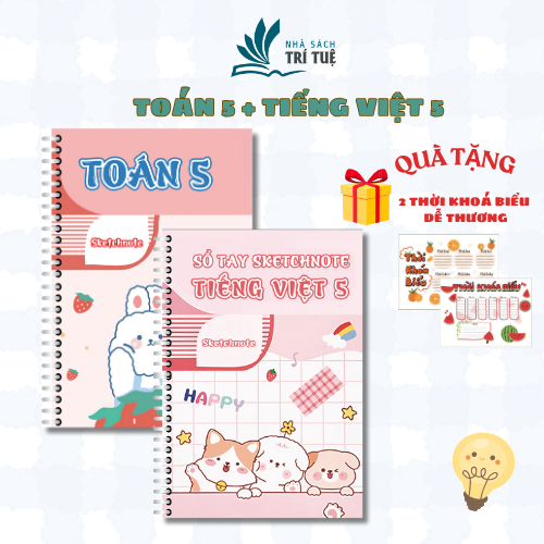 [SIÊU ƯU ĐÃI] Combo sổ tay sketchnote Toán 5 và Tiếng Việt 5