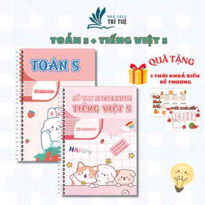 Combo sổ tay sketchnote Toán 5 và Tiếng Việt 5