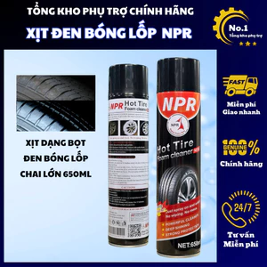 Chai xịt bóng lốp, phục hồi dưỡng đen lốp ô tô xe máy NPR - HOT TIRE 650ml