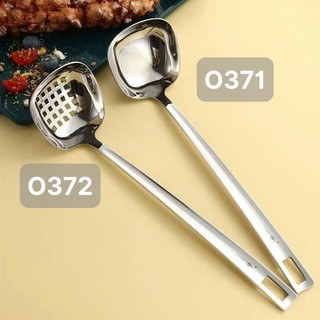 Muôi inox Oyatton dáng vuông [371] muôi lẩu cán dài 30cm, inox 316NDT, muôi canh vuông