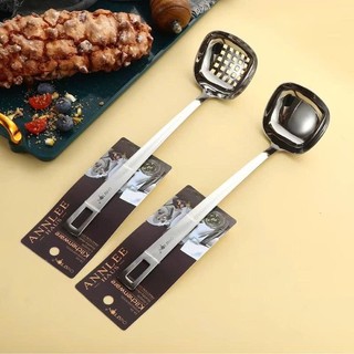 Muôi inox Oyatton dáng vuông [371] muôi lẩu cán dài 30cm, inox 316NDT, muôi canh vuông