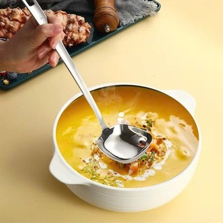 Muôi inox Oyatton dáng vuông [371] muôi lẩu cán dài 30cm, inox 316NDT, muôi canh vuông