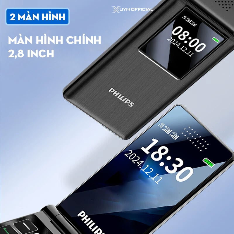 Điện thoại PHILIPS V39 Gập sang trọng, Loa Siêu To, Màn hình lớn 2.8 Inch, Pin Khủng chờ 50 ngày | BigBuy360 - bigbuy360.vn