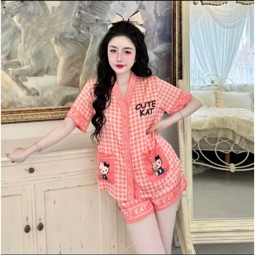 Set pijama Cổ V chất lụa Latin mềm mịn , mát , thấm hút mồ hồi co giãn nhẹ