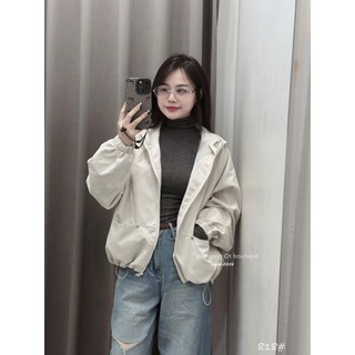 Áo Khoác Gió Thể Thao Nữ Có Mũ Kéo Khóa Basic QCCC Cao Cấp