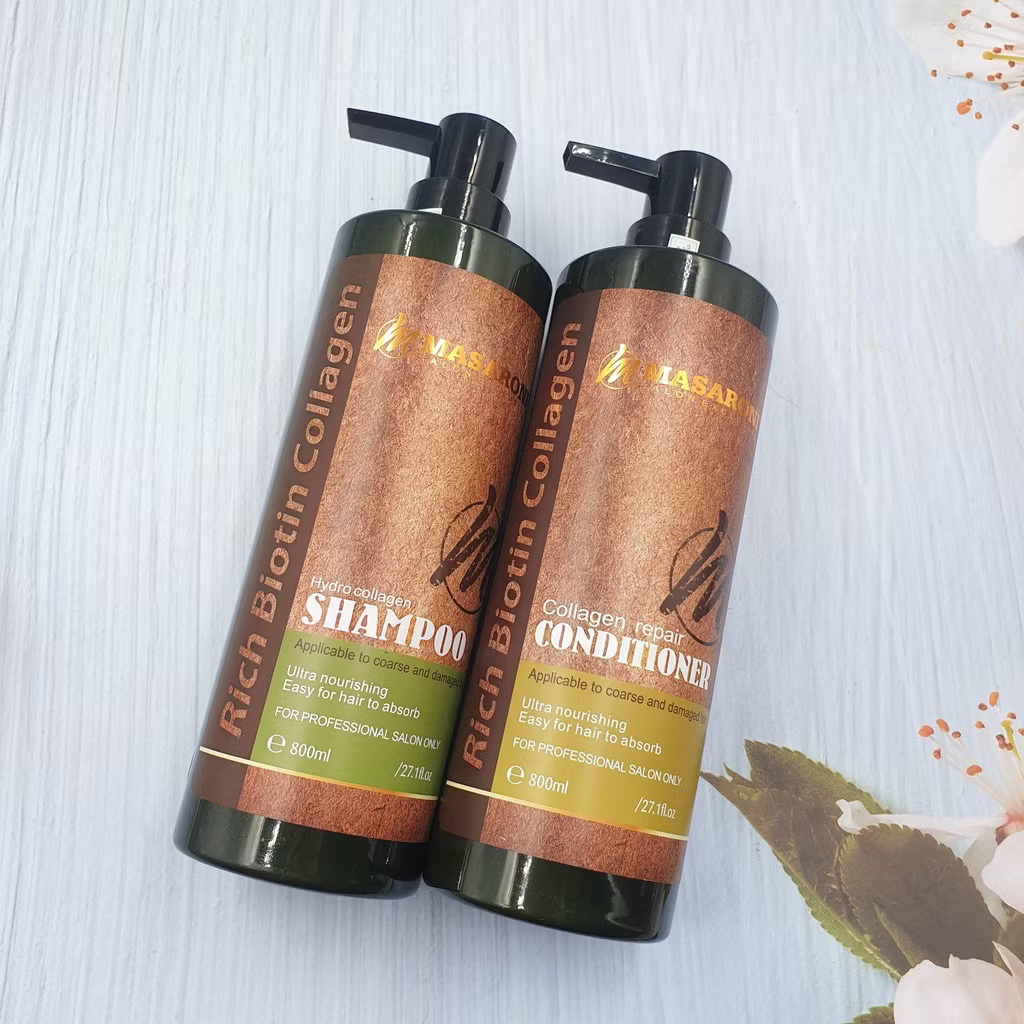 Masaroni Bộ Sản Phẩm Dầu Gội & Xả Hấp Collagen 800ml Dành Cho Mọi Loại Tóc Giữ Ẩm Suôn Mượt Với Vitamin Complex