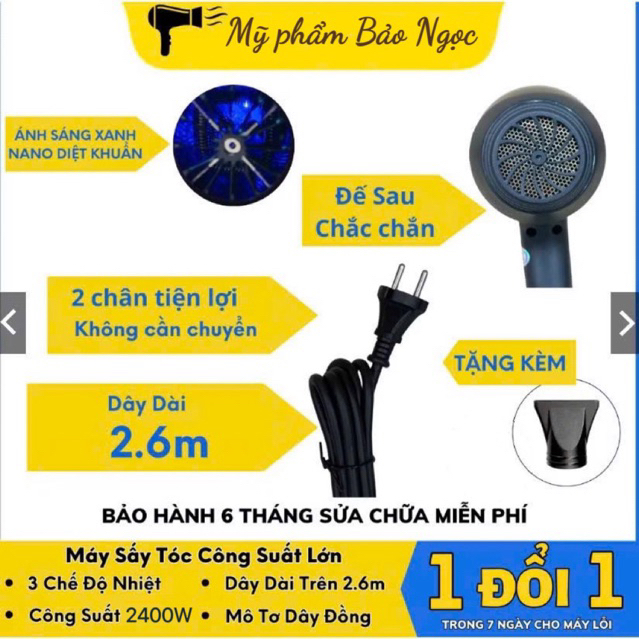 Máy Sấy Tóc 2 Chiều Nóng Lạnh Công Suất Lớn Hàng Xịn Loại 1,Máy sấy tóc Chuyên Dụng Cho Salon Giá Rẻ