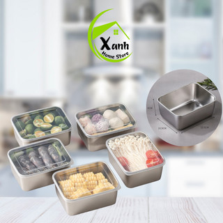 Hộp Inox Chữ Nhật Bảo Quản Thực Phẩm Có Nắp Đạy GD45 - Hộp Tròn Bảo Quản Thực Phẩm Giữ Nhiệt