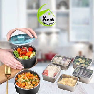 Hộp Inox Chữ Nhật Bảo Quản Thực Phẩm Có Nắp Đạy GD45 - Hộp Tròn Bảo Quản Thực Phẩm Giữ Nhiệt
