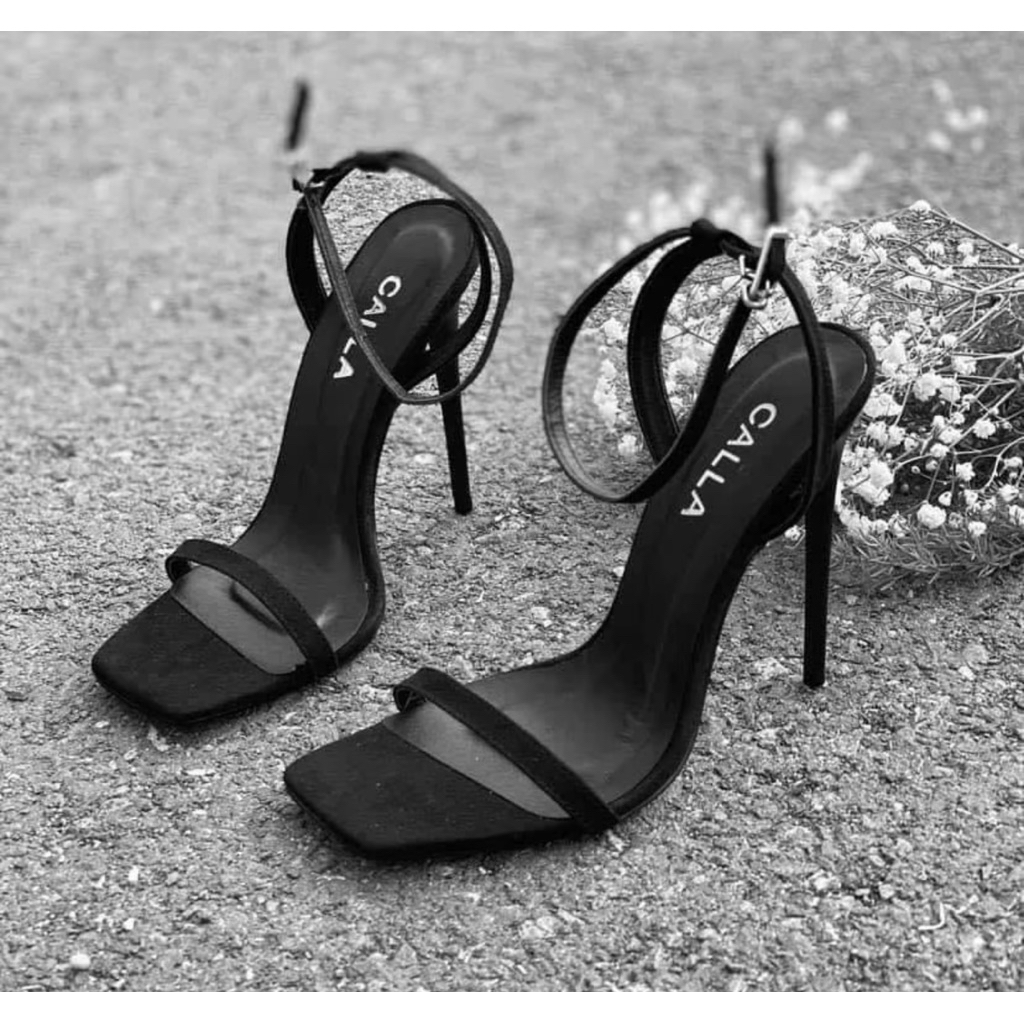 Sandal Mũi Vuông Hở Gót Đen(Đhg)