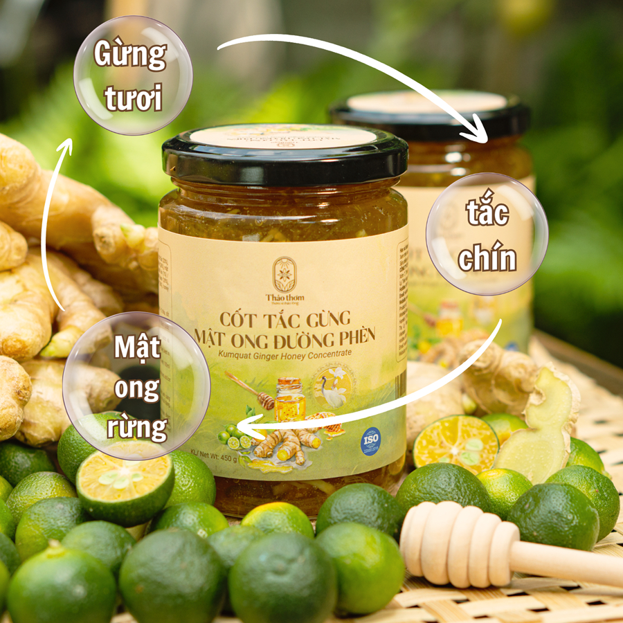 Tắc Gừng Mật Ong Đường Phèn Thảo Thơm 440g – Sên Đặc Thủ Công, Vị Ấm Dễ Uống Cho Cả Gia Đình