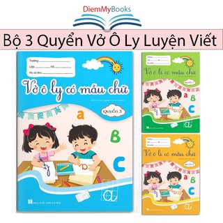 Bộ 3 Quyển Vở Ô Ly Có Mẫu Chữ Cỡ Chữ To + Nhỏ Dành Cho Bé Chuẩn Bị Lên Lớp 1
