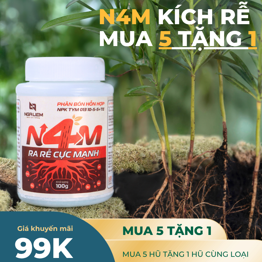 [MUA 5 TẶNG 1] Phân Bón Siêu Ra Rễ Cực Mạnh N4M Farmix - ra rễ, đâm chồi, ngâm hạt (100gr/500gram)