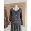 TRIANGLE - Brown long-sleeved Shirt (Cân nhắc kỹ, return is not welcomed)- Áo kiểu dài tay 3 chi tiết áo thun+gile+ belt