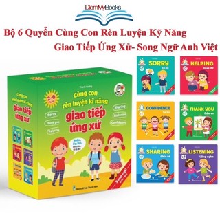 Sách - Bộ 6 Quyển Cùng Con Rèn Luyện Kĩ Năng Giao Tiếp Ứng Xử Song Ngữ Anh - Việt.Kỹ Năng Sống Cho Bé Từ 2-6 Tuổi
