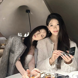Áo khoác len dạ 4 túi form suông cổ tròn viền bling phong cách tiểu thư sang trọng