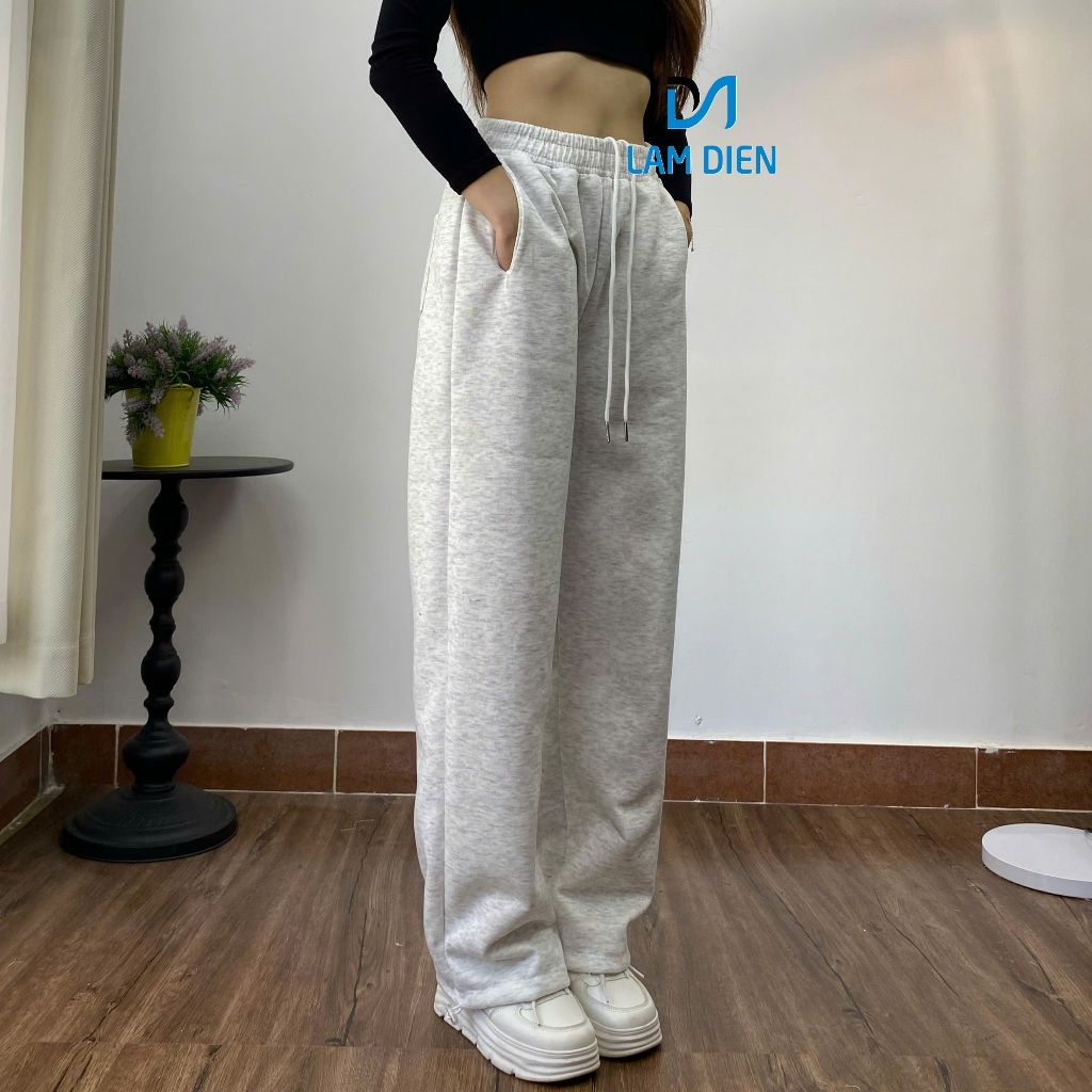 Quần Nỉ Nữ Dây Rút Bo Gấu, Quần Nỉ Ống Suông Mặc 2 Kiểu, Phong Cách Trẻ Trung Năng Động Q021
