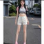 Quần short jean nữ trắng cạp cao ôm eo tôn dáng hot trend phong cách Hàn Quốc