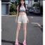 Quần short jean nữ trắng cạp cao ôm eo tôn dáng hot trend phong cách Hàn Quốc