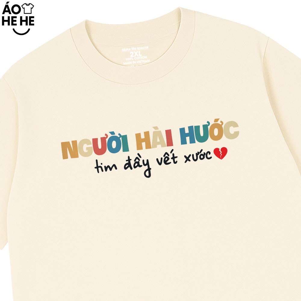 Áo Thun In Chữ Người Hài Hước Tim Đầy Vết Xướt Câu Nói Text Hài Love Meme Nam Nữ Form Rộng Cotton 250gsm