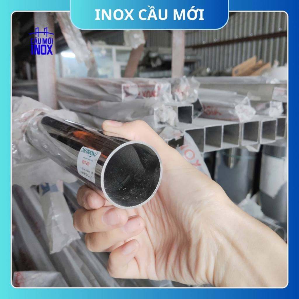 Ống inox tròn 201 phi 42.7 mm, độ dày 1.2 mm/1.5 mm, chiều dài 0.5m/1m/1m2/1m5