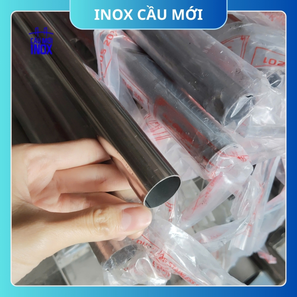 Ống inox tròn 201 phi 42.7 mm, độ dày 1.2 mm/1.5 mm, chiều dài 0.5m/1m/1m2/1m5