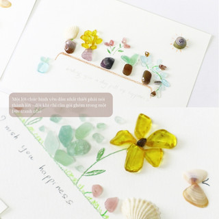 Tranh đá Bình Yên Xanh - Tranh handmade dùng để Decor phòng, làm Quà tặng Ý Nghĩa, kích thước 20x20