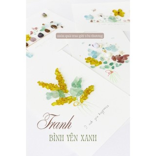 Tranh đá Bình Yên Xanh - Tranh handmade dùng để Decor phòng, làm Quà tặng Ý Nghĩa, kích thước 20x20