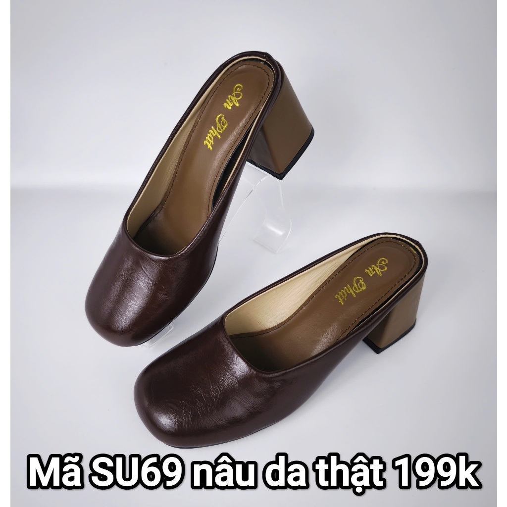 Giày sục nữ da thật cao cấp AN PHÁT 7cm - Sục Nữ Trung NIên