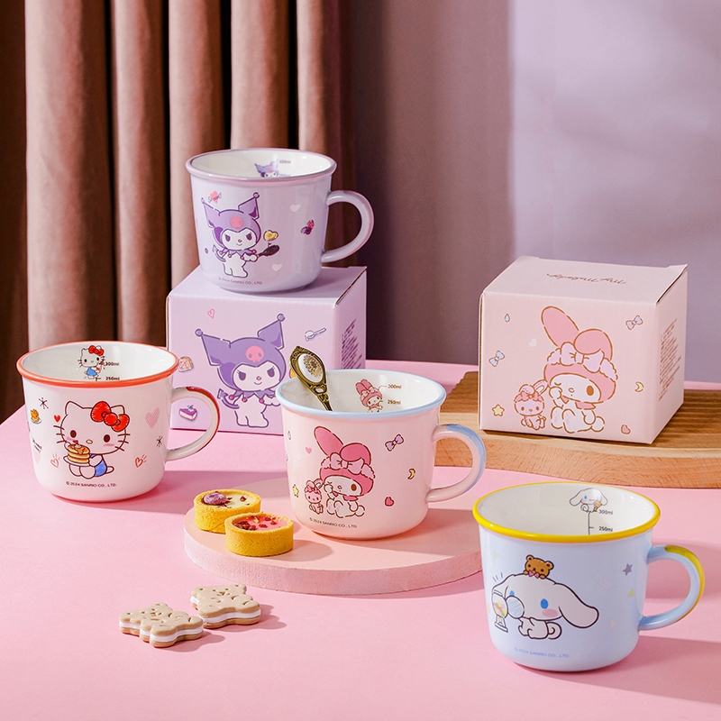 【Chính Hãng  】Cốc sứ，ly sứ Hello Kitty My Melody Kuromi Cinnamoroll  Chiếc cốc dễ thương thích hợp để làm quà tặng