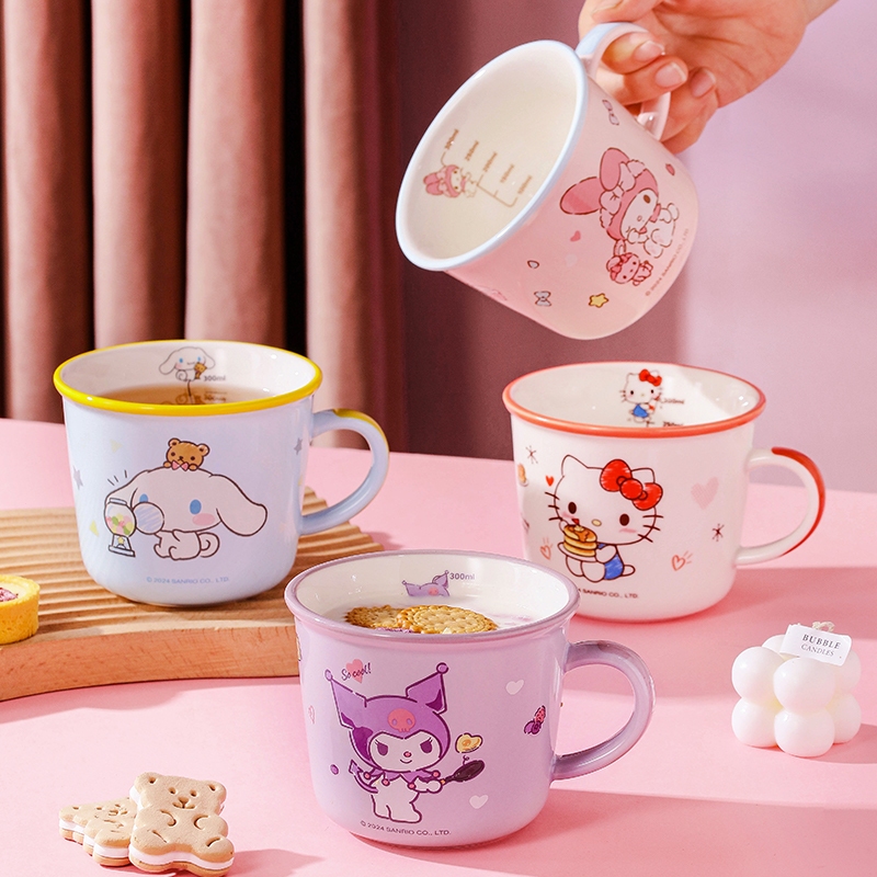 【Chính Hãng  】Cốc sứ，ly sứ Hello Kitty My Melody Kuromi Cinnamoroll  Chiếc cốc dễ thương thích hợp để làm quà tặng