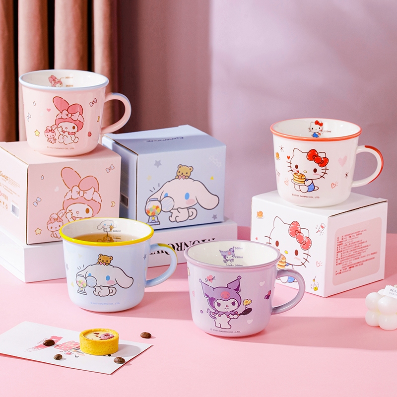 【Chính Hãng  】Cốc sứ，ly sứ Hello Kitty My Melody Kuromi Cinnamoroll  Chiếc cốc dễ thương thích hợp để làm quà tặng