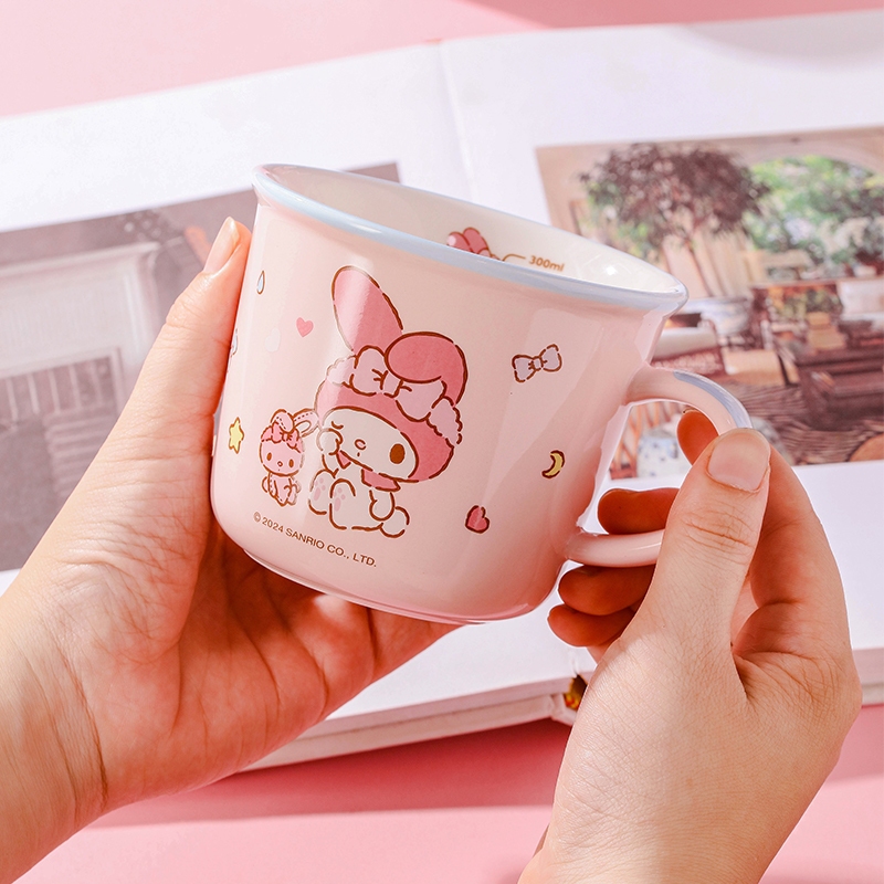 【Chính Hãng  】Cốc sứ，ly sứ Hello Kitty My Melody Kuromi Cinnamoroll  Chiếc cốc dễ thương thích hợp để làm quà tặng