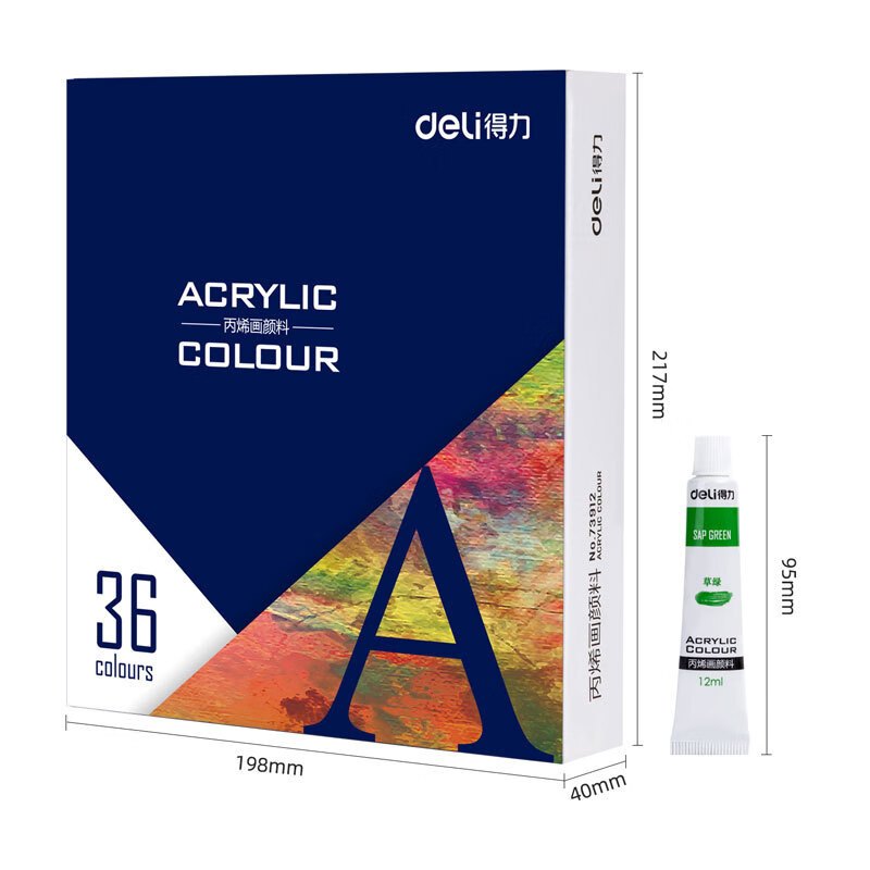 Màu vẽ acrylic dạng tuýp 12ml/5ml chuyên nghiệp Deli vẽ vải / quần áo / giày 12/18/24/36 màu