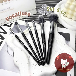 [FOCALLURE] Bộ 6 Cọ Trang Điểm FOCALLURE Đen Lông Mềm Mại (FA-70#A)