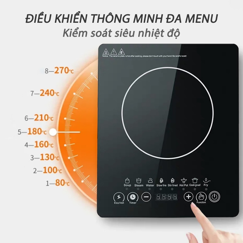 【Bảo hành 3 năm】 – Bếp từ công suất lớn 2200W bằng vật liệu cao cấp, có chức năng đặt lịch và nhiều chế độ nấu nướng